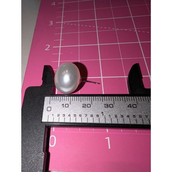 Extra Large Classic Timeless Faux Pearl Post Earrings - Picture 4 of 5